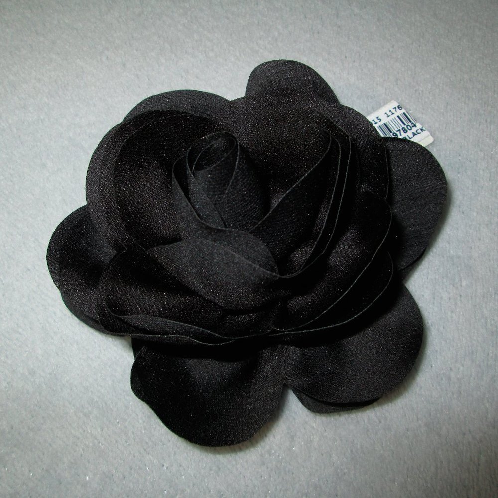 NWT Silky Black Flower Hair Accessory